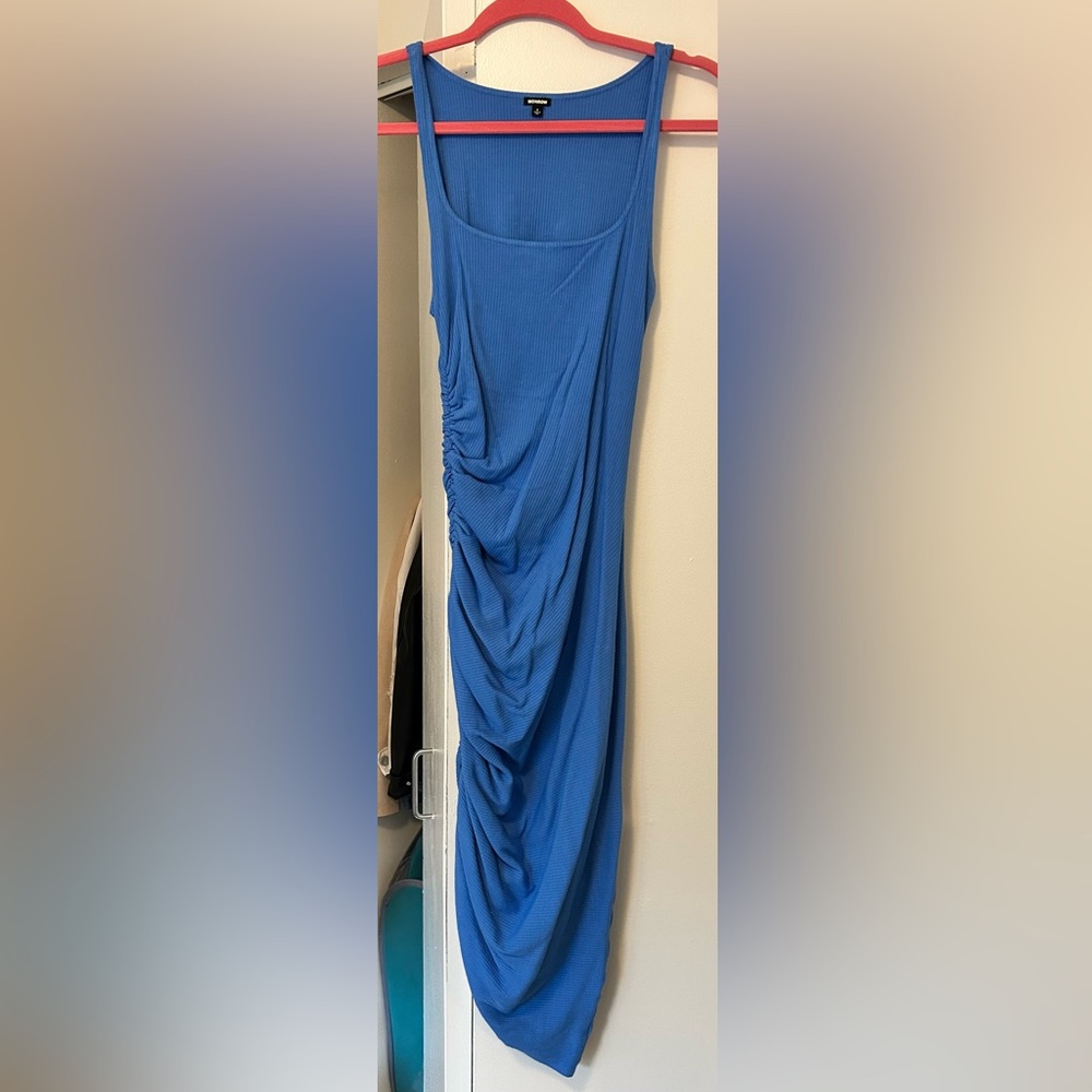 Monrow blue side sinch dress.